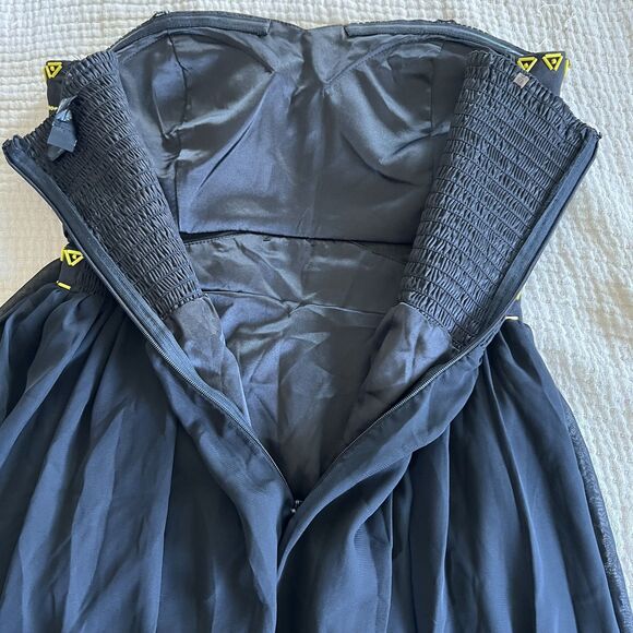 Rampage Dress Womens Small Black Yellow Beaded Strapless Fit Flare Studded Party - Picture 5 of 12